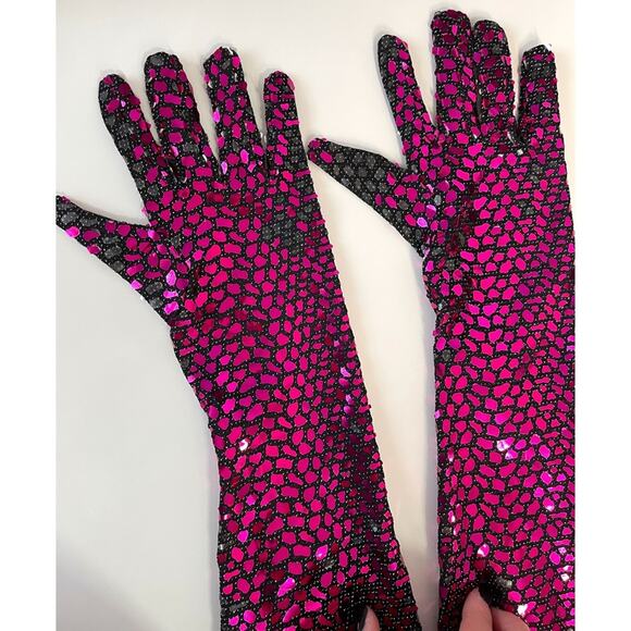 Bronx and Banco Juliette Lace Up Mini Dress & Gloves in Pink & Purple Size L - Picture 12 of 16